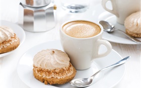 Cappuccino Kaffee, Tasse, Getränke, Kuchen HD Hintergrundbilder