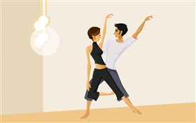 Mädchen und Jungen tanzen, Vektor-Bilder HD Hintergrundbilder