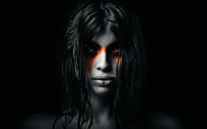Mädchenportrait , Make-up, schwarz Stil Hintergrundbilder Bilder