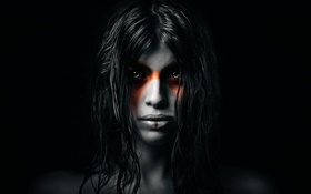 Mädchenportrait , Make-up, schwarz Stil