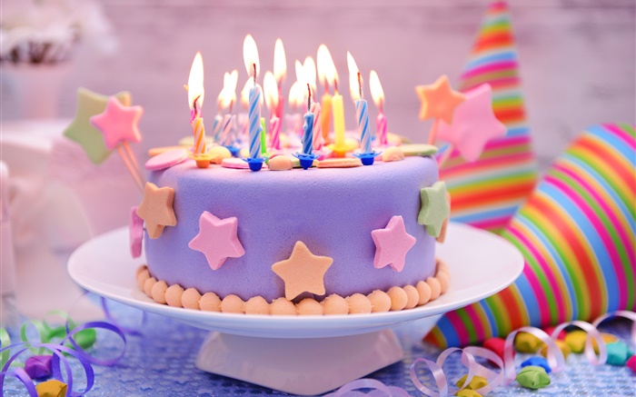 Alles Gute zum Geburtstag, Kuchen, Dekoration, süß, Kerzen Hintergrundbilder Bilder