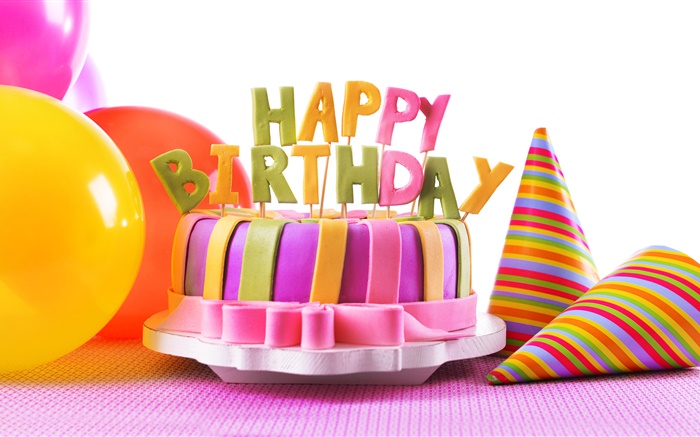 Alles Gute zum Geburtstag Kuchen, Dekoration, Kuchen und Süßwaren, Luftballons Hintergrundbilder Bilder