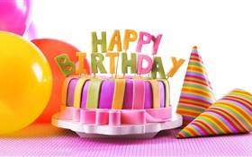 Alles Gute zum Geburtstag Kuchen, Dekoration, Kuchen und Süßwaren, Luftballons HD Hintergrundbilder