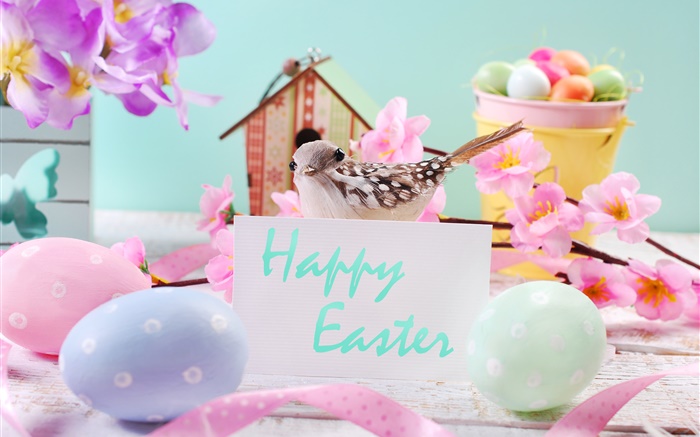Frohe Ostern, Blumen, Eier, Dekoration, Frühling Hintergrundbilder Bilder