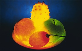 Leichte Obst, orange, Horngurke , Baumtomate , Apfel HD Hintergrundbilder