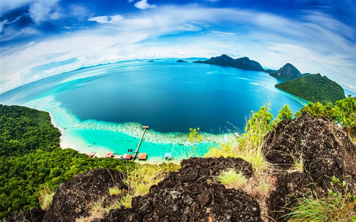 Malaysia, Bohey Dulang Island, Tropen Meer, Küste, Strand Hintergrundbilder Bilder