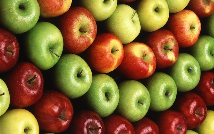 Viele Äpfel, rot, orange, grün Hintergrundbilder Bilder