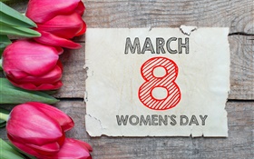 8. März Frauentag, rote Tulpen Blumen HD Hintergrundbilder