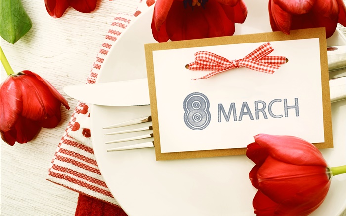 8. März Frauentag, rote Tulpen Hintergrundbilder Bilder