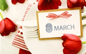 8. März Frauentag, rote Tulpen HD Hintergrundbilder