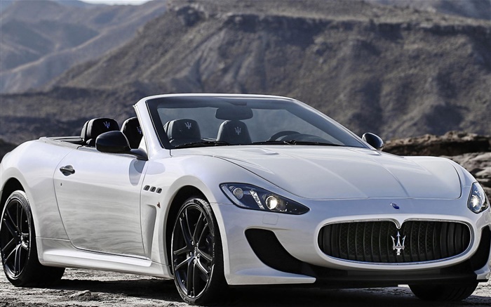 Maserati Grancabrio  Cabrio weißes Auto Hintergrundbilder Bilder