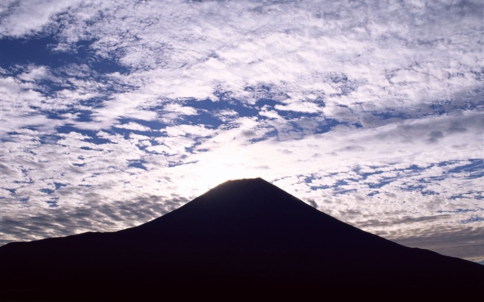 Mount Fuji, Japan, Silhouette, Wolken, Dämmerung Hintergrundbilder Bilder