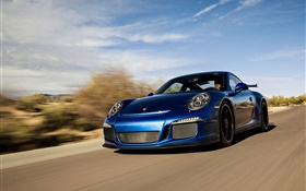 Porsche 911 GT3 blau supercar Geschwindigkeit HD Hintergrundbilder