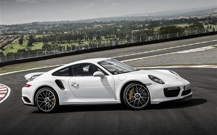 Porsche 911 Turbo S Coupé weiß Seitenansicht Hintergrundbilder Bilder