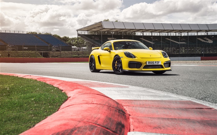 Porsche Cayman GT4 gelb supercar Vorderansicht Hintergrundbilder Bilder