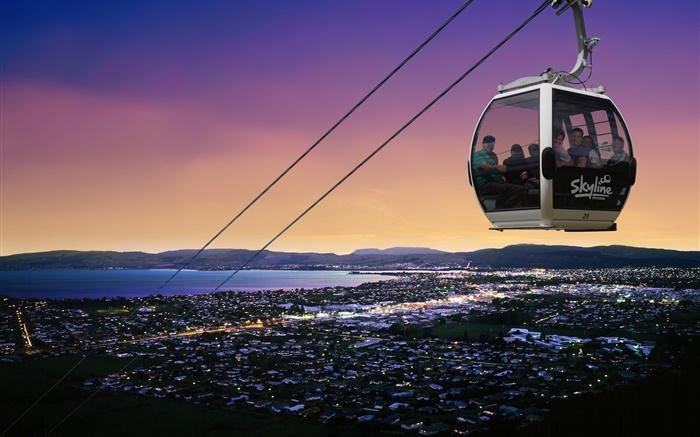 Queenstown , Neuseeland, Seilbahn , Abenddämmerung , Meer Hintergrundbilder Bilder