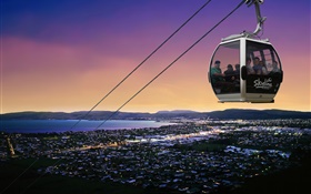 Queenstown , Neuseeland, Seilbahn , Abenddämmerung , Meer HD Hintergrundbilder