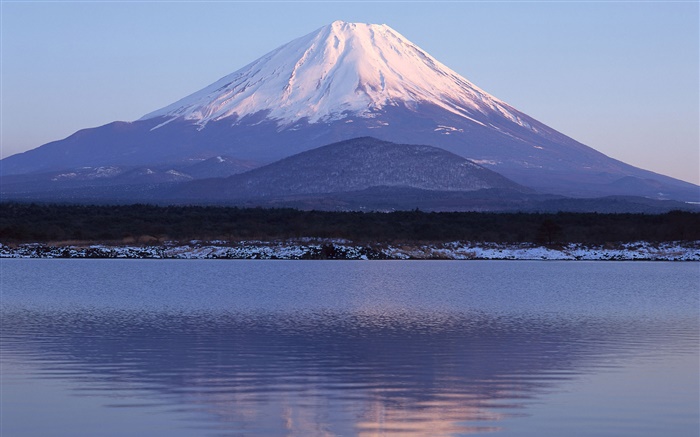 Meer, Wasser Reflexion, Mount Fuji, Japan Hintergrundbilder Bilder