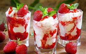 Erdbeer-Eis, süße Dessert HD Hintergrundbilder