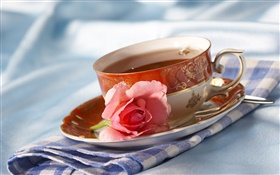 Tee, Tasse, Getränke, Rose rosa Blume HD Hintergrundbilder