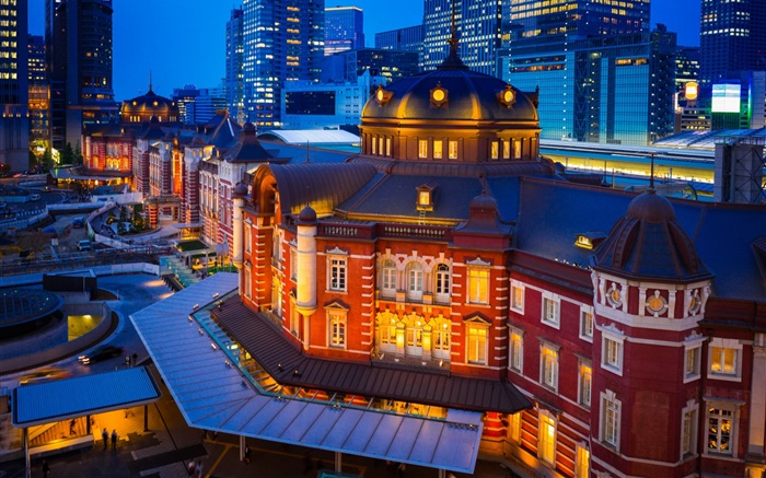 Tokio, Marunouchi, Japan, Stadt Nacht, Gebäude Hintergrundbilder Bilder
