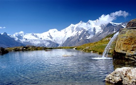 Alpen, See, Wolken, blauer Himmel HD Hintergrundbilder