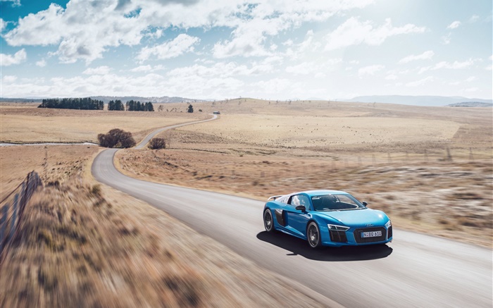 Audi R8 V10 blau Fahrzeuggeschwindigkeit Hintergrundbilder Bilder