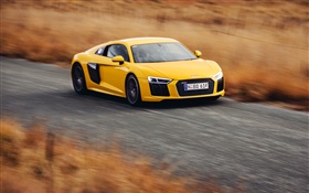 Audi R8 V10 gelb supercar hoher Geschwindigkeit