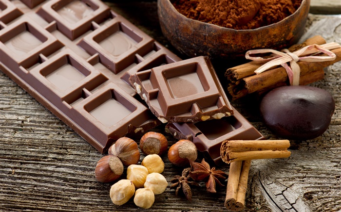 Schokolade und Nüsse Hintergrundbilder Bilder