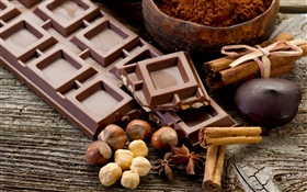 Schokolade und Nüsse HD Hintergrundbilder