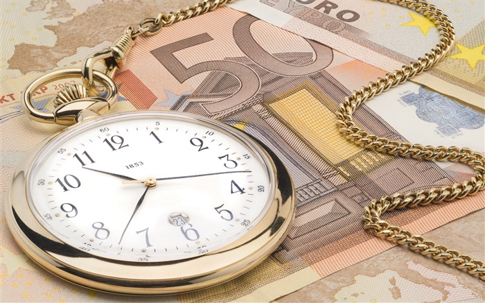 Uhr und Euro-Währung Hintergrundbilder Bilder