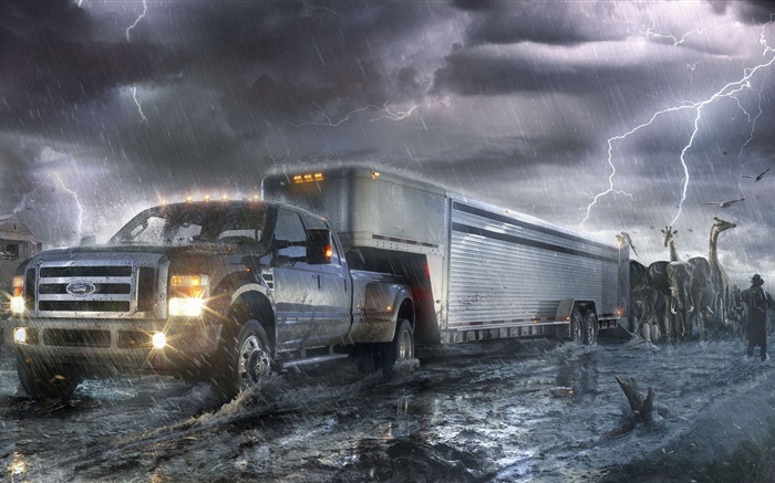 Ford-LKW, Blitzschlag , Tiere, kreatives Design Hintergrundbilder Bilder