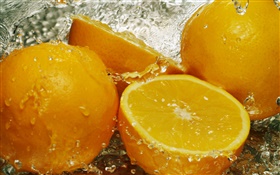 Frisches Obst, Zitrone, Wasser, Tropfen HD Hintergrundbilder