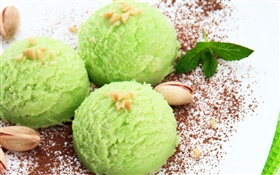 Grüne Farbe Eis, Nüsse, süße Speisen HD Hintergrundbilder