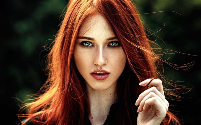 Schöne rote Haare Mädchen, blaue Augen Hintergrundbilder Bilder