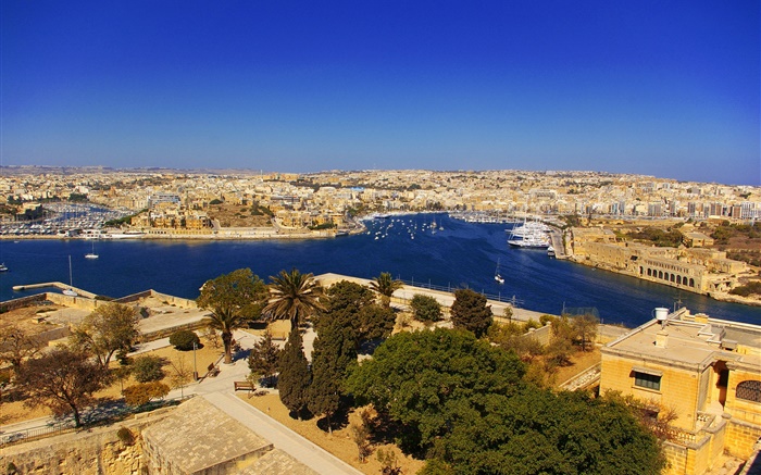 Malta, Zabbar, Stadt, Bucht, Häuser Hintergrundbilder Bilder