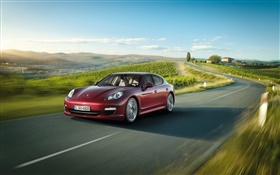 Porsche rot supercar, Geschwindigkeit, Straße HD Hintergrundbilder