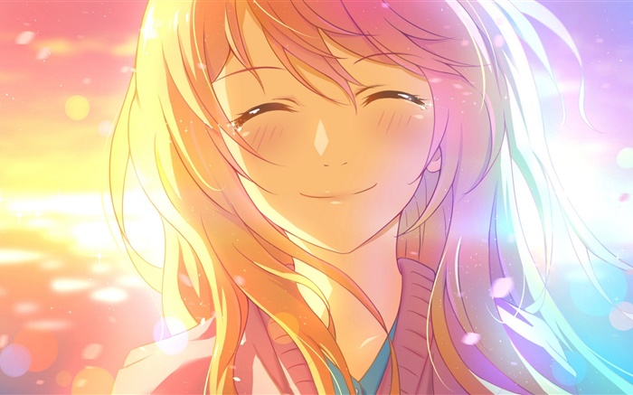 Lächeln anime Mädchen unter Sonne Hintergrundbilder Bilder