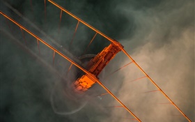 Draufsicht  Brücke, Straße, Nebel HD Hintergrundbilder