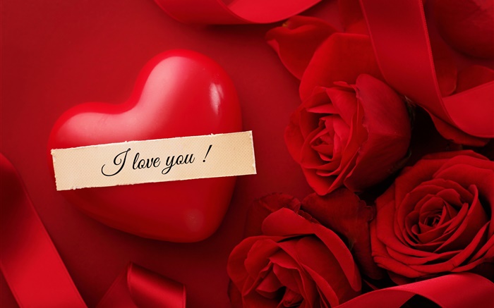 Valentinstag, Ich liebe dich, Herz, rote Blumen Rose Hintergrundbilder Bilder