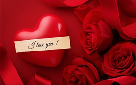 Valentinstag, Ich liebe dich, Herz, rote Blumen Rose HD Hintergrundbilder