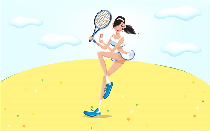 Vector Mädchen Tennis spielen Hintergrundbilder Bilder