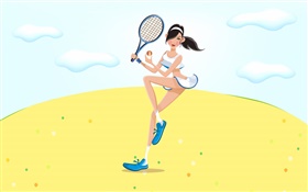Vector Mädchen Tennis spielen HD Hintergrundbilder