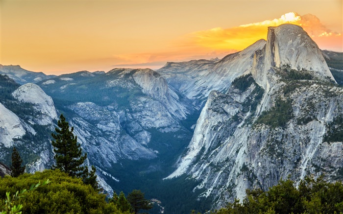 Yosemite Nationalpark , Berge, Wolken, Amerika Hintergrundbilder Bilder