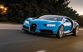 Bugatti Chiron blau supercar Geschwindigkeit HD Hintergrundbilder