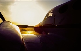 C3 Cessna Flugzeug bei Sonnenuntergang, Flughafen HD Hintergrundbilder