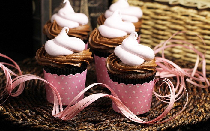 Cupcakes, Schokolade, Sahne, süße Speisen Hintergrundbilder Bilder
