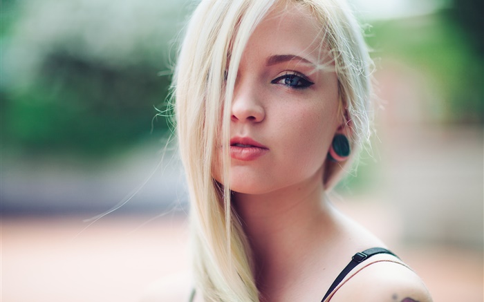 Nettes blondes Mädchen, Lippen Hintergrundbilder Bilder