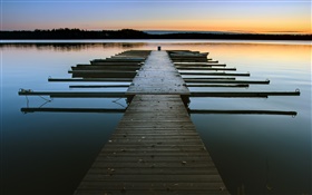 Dock, Dämmerung, See, Wasser HD Hintergrundbilder