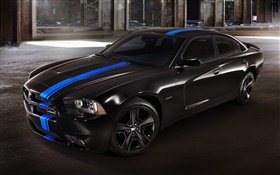 Dodge Charger schwarz Auto in der Nacht HD Hintergrundbilder